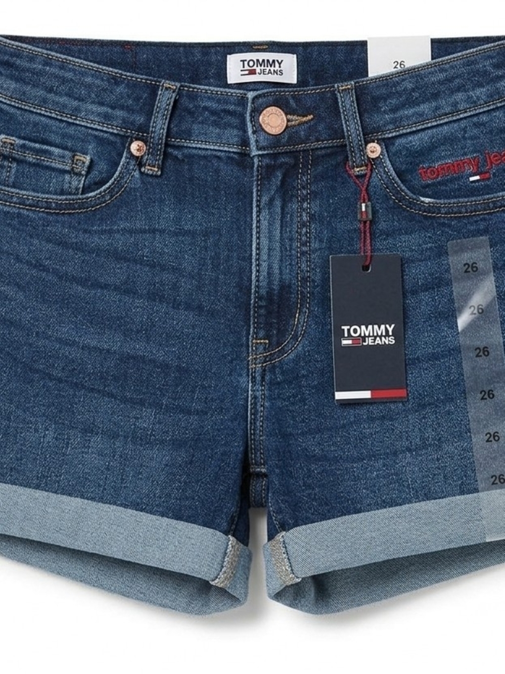 Tommy Hilfiger Women's Blue Denim Rolled-Hem Shorts